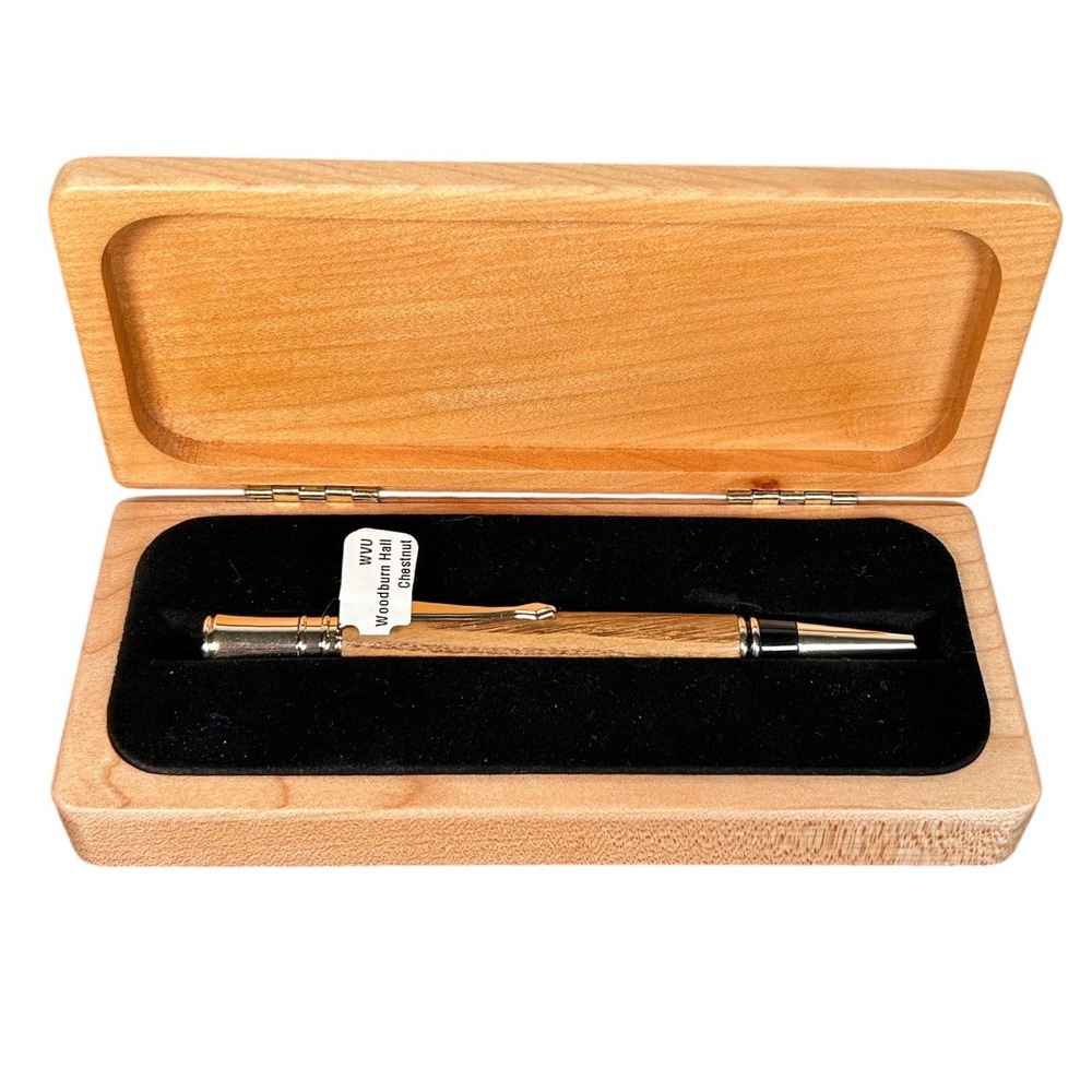 Handcrafted Wood Pen WVU Woodburn Hall Chestnut  Box Artisan Greg Cartwright